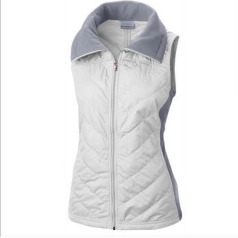 COLUMBIA white and blue winter vest